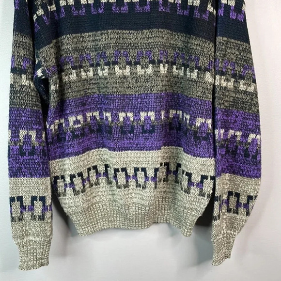 VINTAGE Mens 80’s 90’s Dad Sweater Pacific Coast Highway Patterned Knit Size XL - Picture 4 of 11